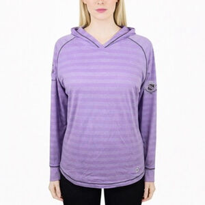 FJ Hoodie Purple Striped Golf Pullover Sun Protection Florida Club Womens Size L